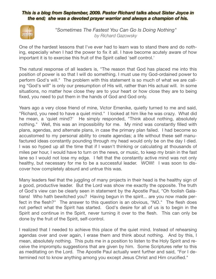 Revised Doing nothing fast blog 9-6-2009”