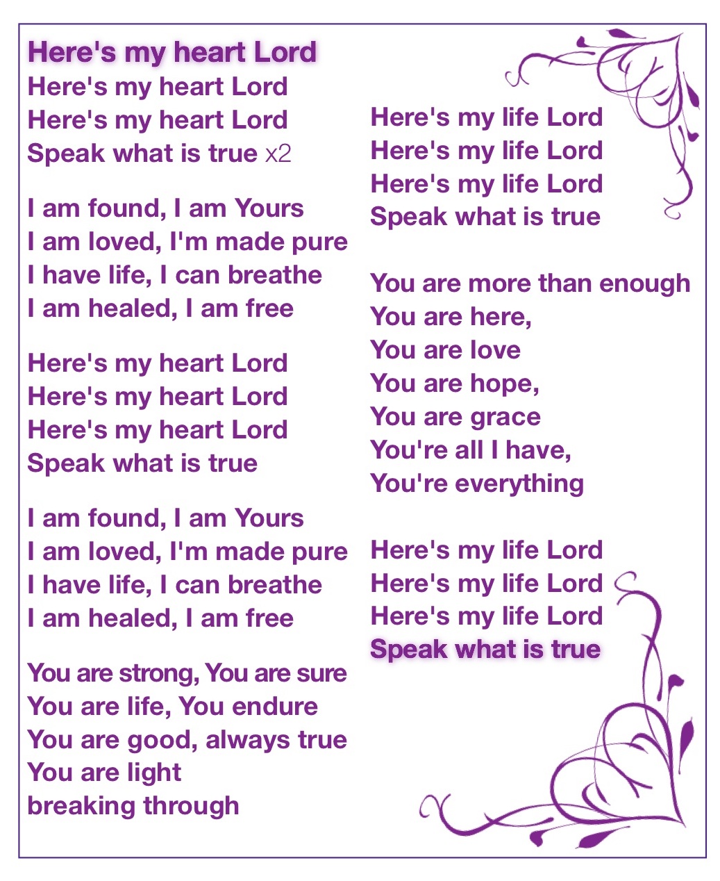 here's my heart Lord